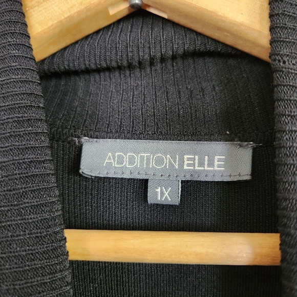 Addition Elle Black Knit Stretchy Turtleneck Sweater Diamonds Rhinestone Dressy - Picture 2 of 9